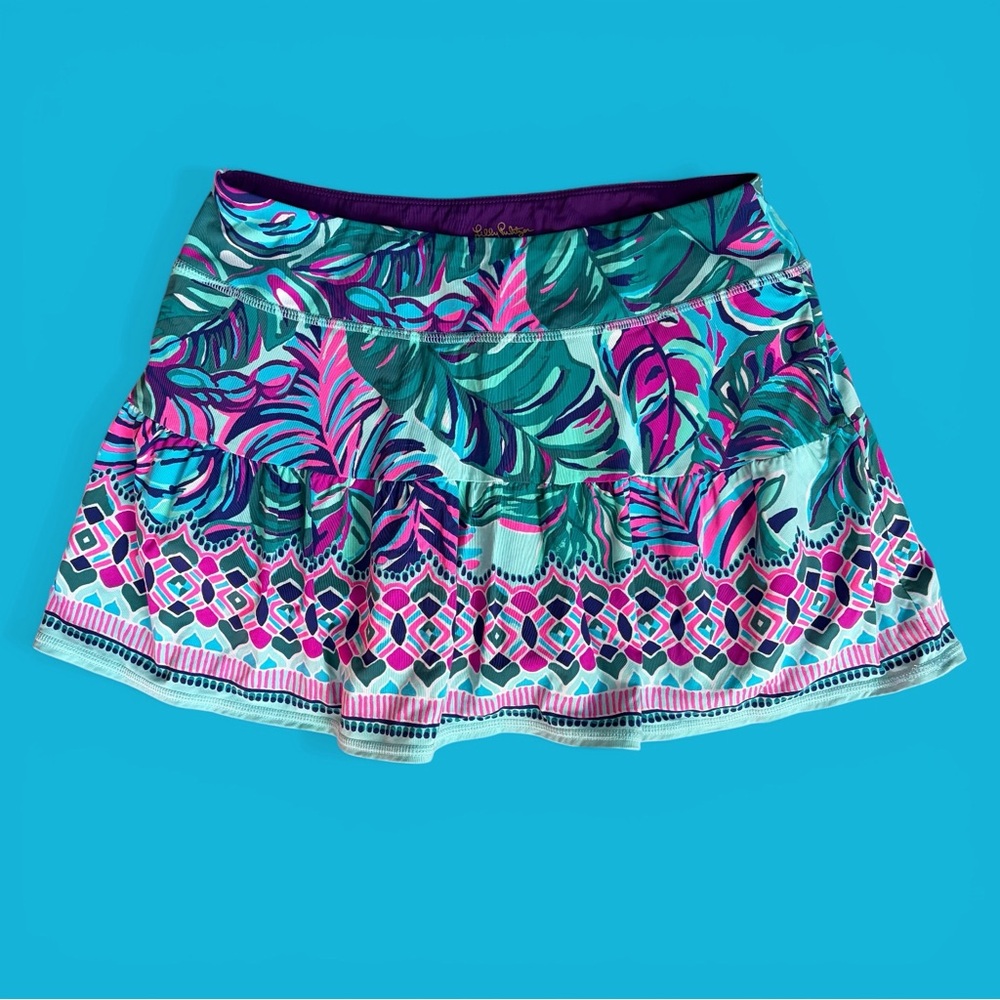 Lilly Pulitzer Luxletic Gardenia Skort Sz S Don’t Wanna Leaf UPF Skirt Shorts EC - Picture 2 of 11